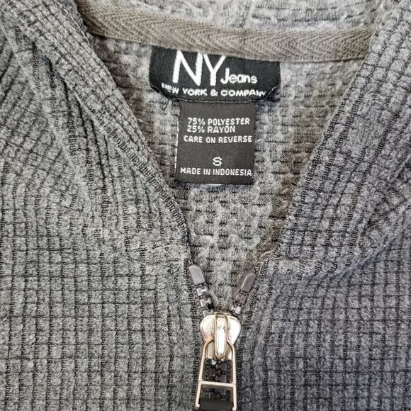NY Jeans Fleece Full Zip Hooded Sweatshirt S - Picture 5 of 8